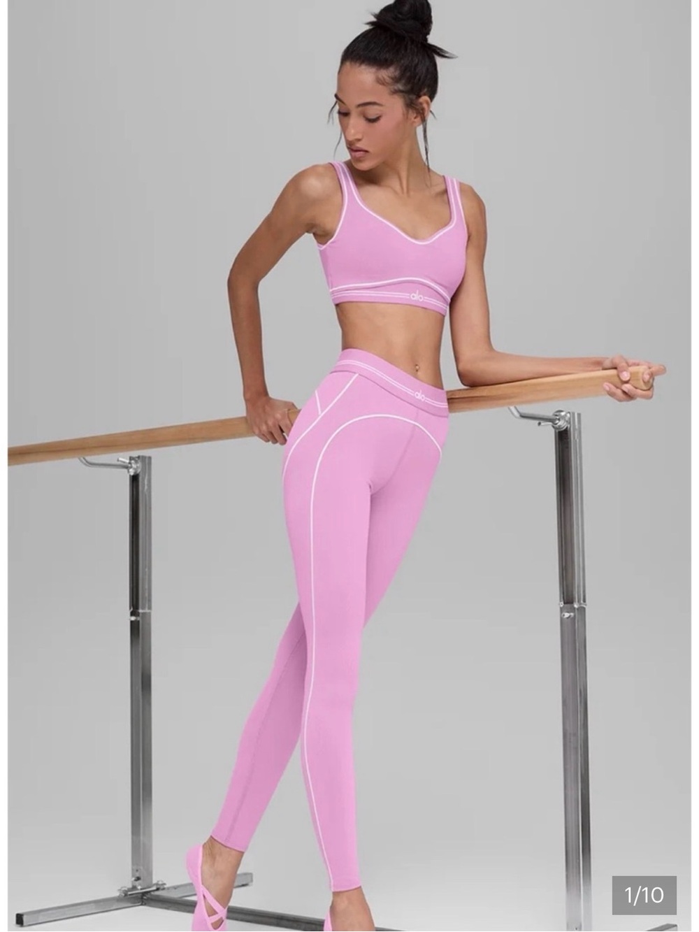 NWOT ALO Airbrush high-waist Heart Throb legging - sweet pink/white